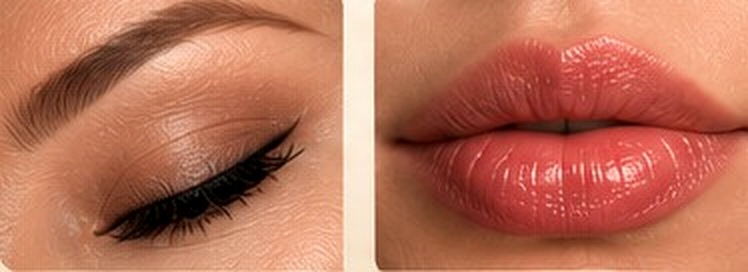 Maquillage des sourcils et des lèvres, illustration